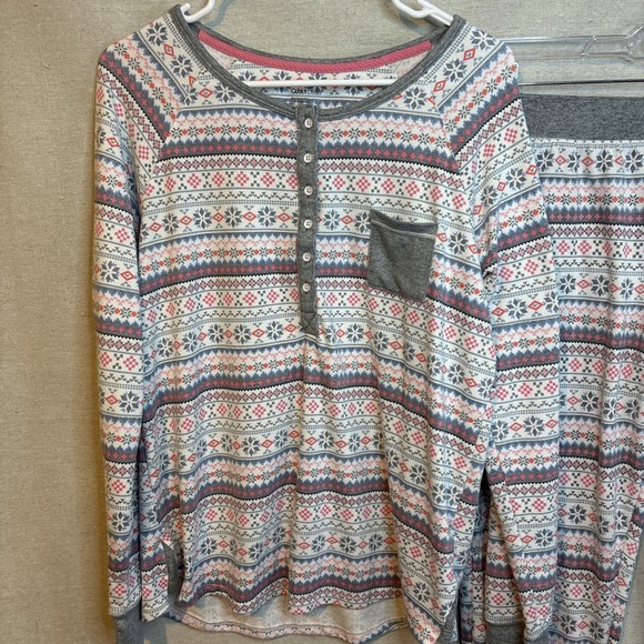 Cuddl‎ Duds Womens Pajama Set Medium Snowflake Get Cozy Print Comfy Pockets Cozy - Picture 2 of 8